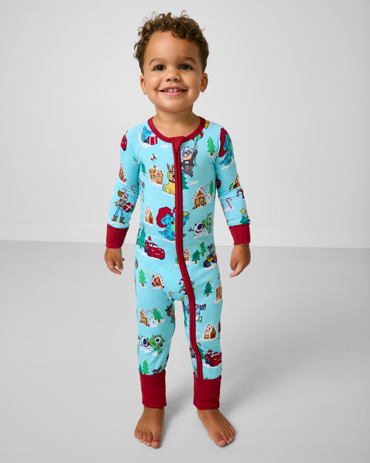 Boy wearing the Disney & Pixar Christmas Village Zippy