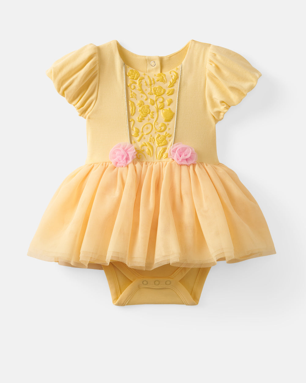 Flat lay of the Disney Princess Belle Dress with Bodysuit