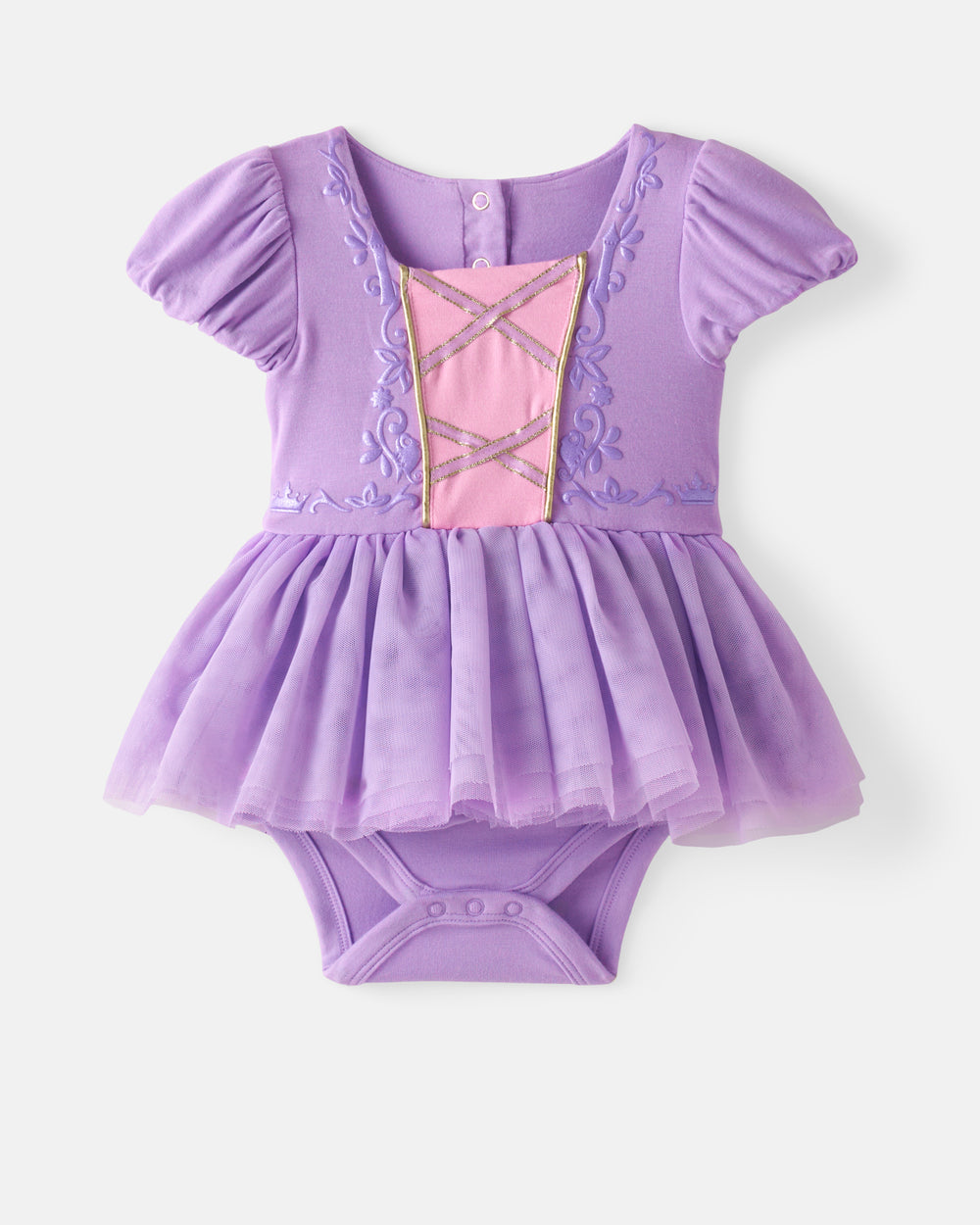Flat lay of the Disney Princess Rapunzel Dress with Bodysuit