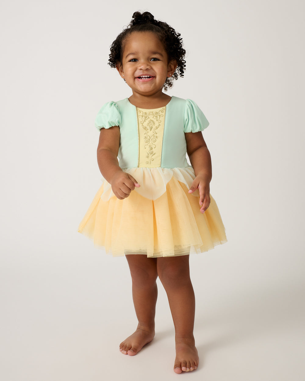 Alternate of standing toddler wearing the Disney Princess Tiana Dress with Bodysuit