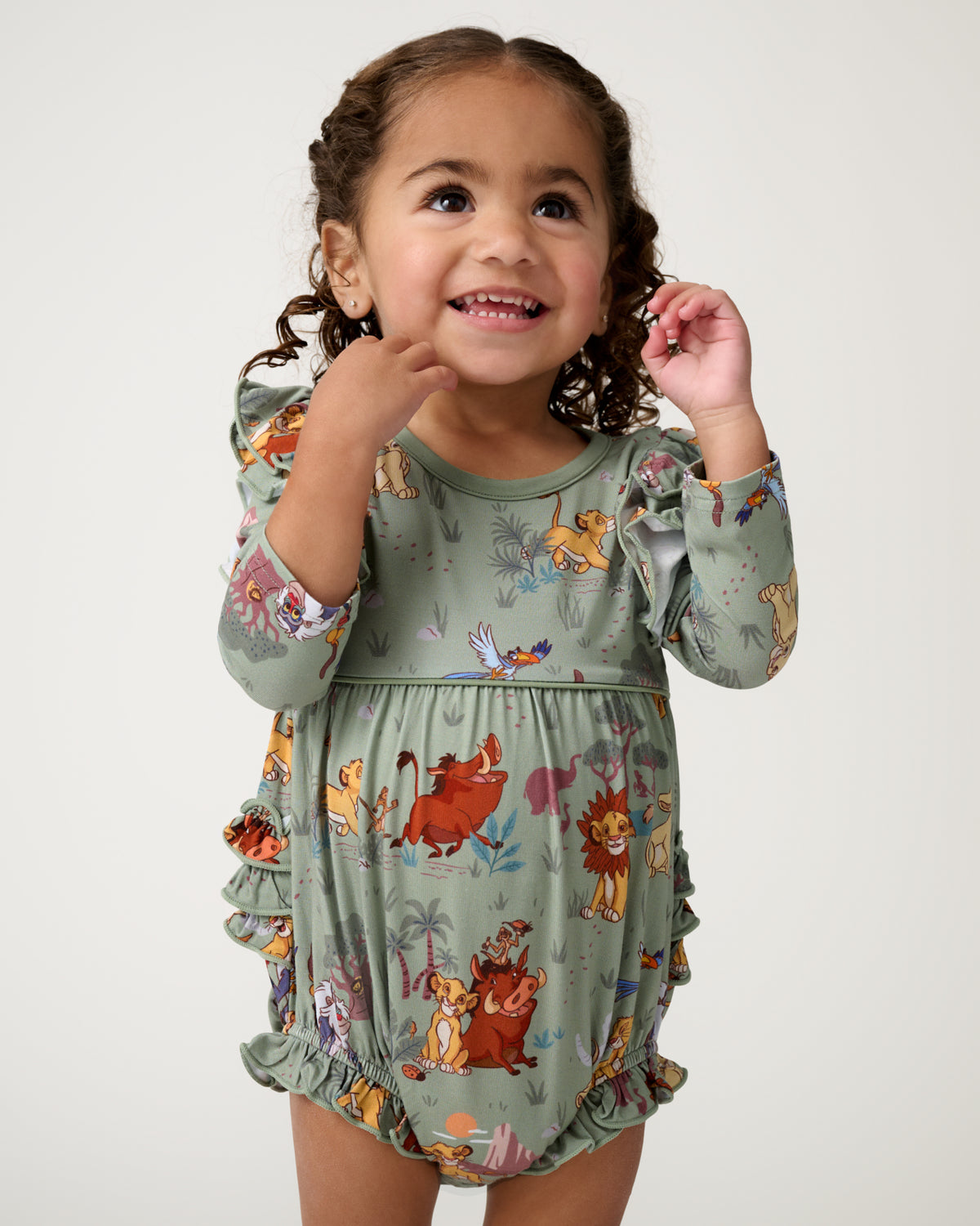 Toddler wearing the Disney Simba's Safari Bubble Romper