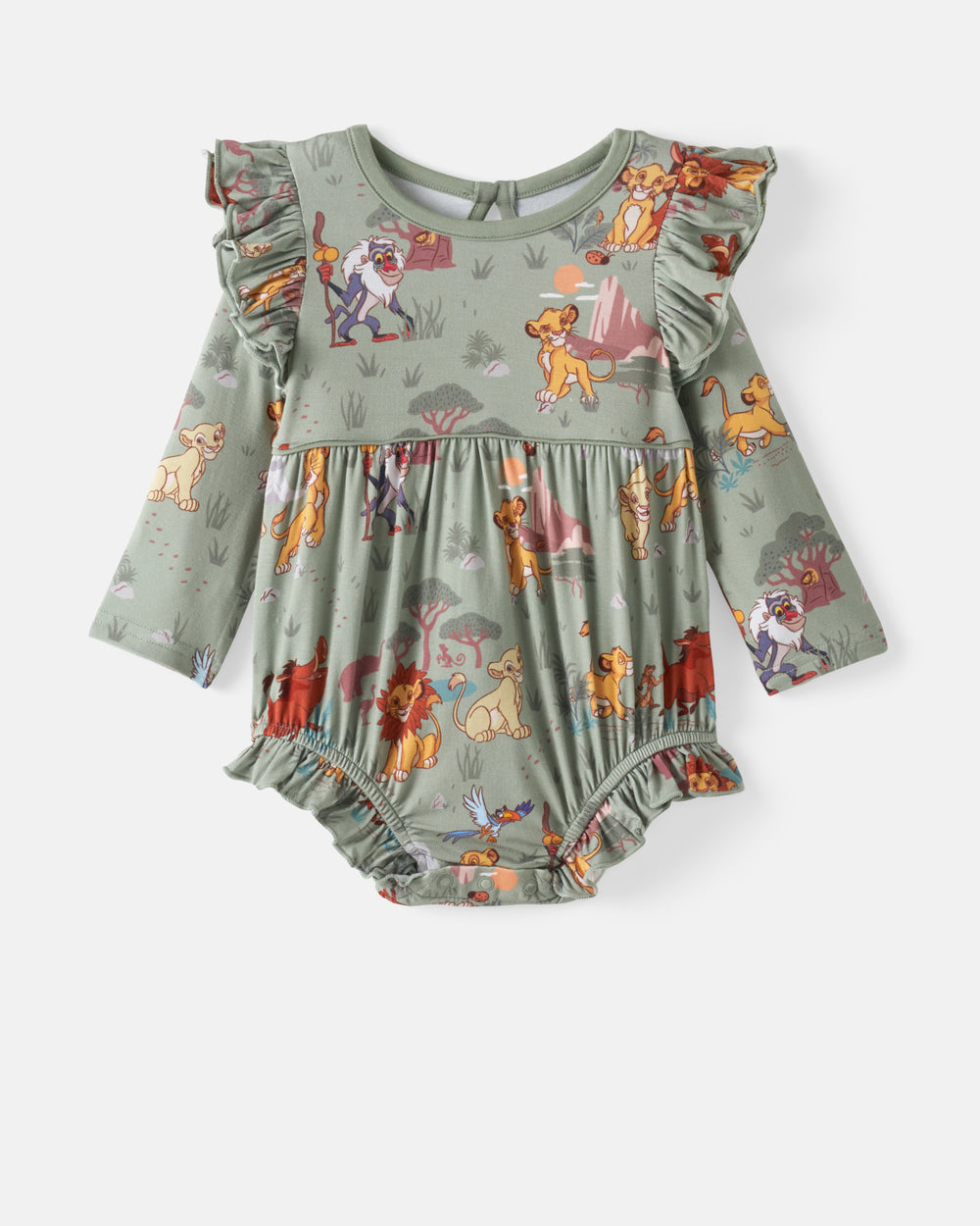 Flat lay of the Disney Simba's Safari Bubble Romper