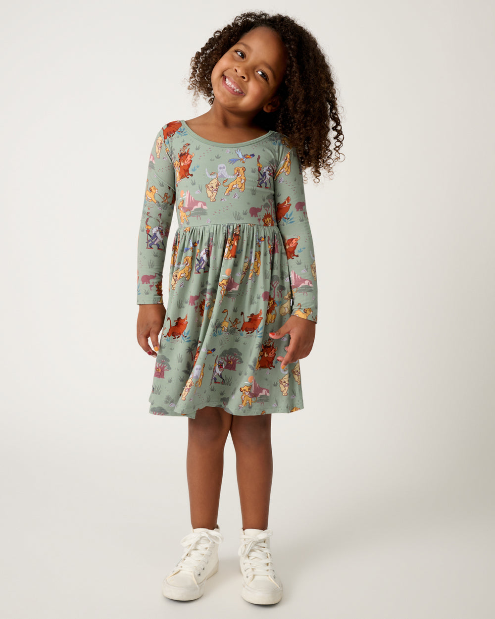 Girl wearing the Disney Simba's Safari Skater Dress