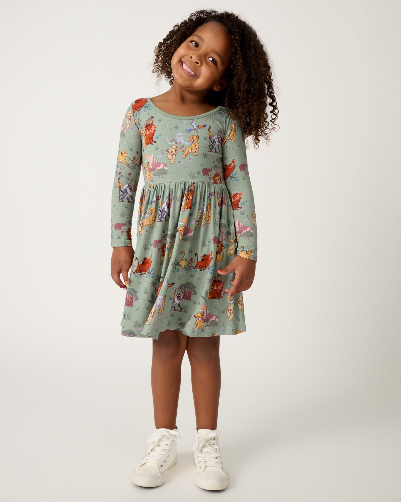 Girl wearing the Disney Simba's Safari Skater Dress