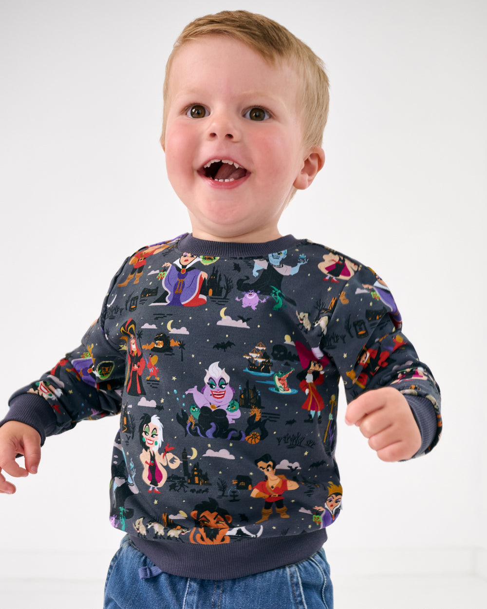 Boy wearing the Disney Villains Crewneck Sweatshirt