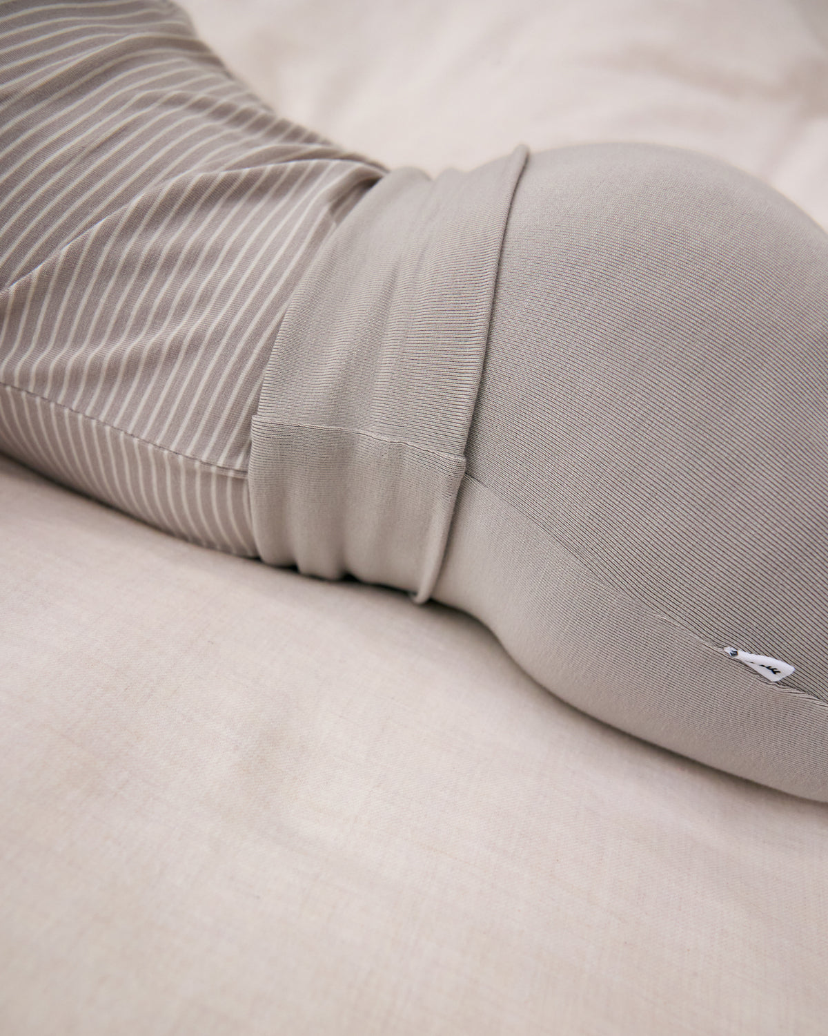 Close up of the waist band on the Dove Gray Fold-Over Legging