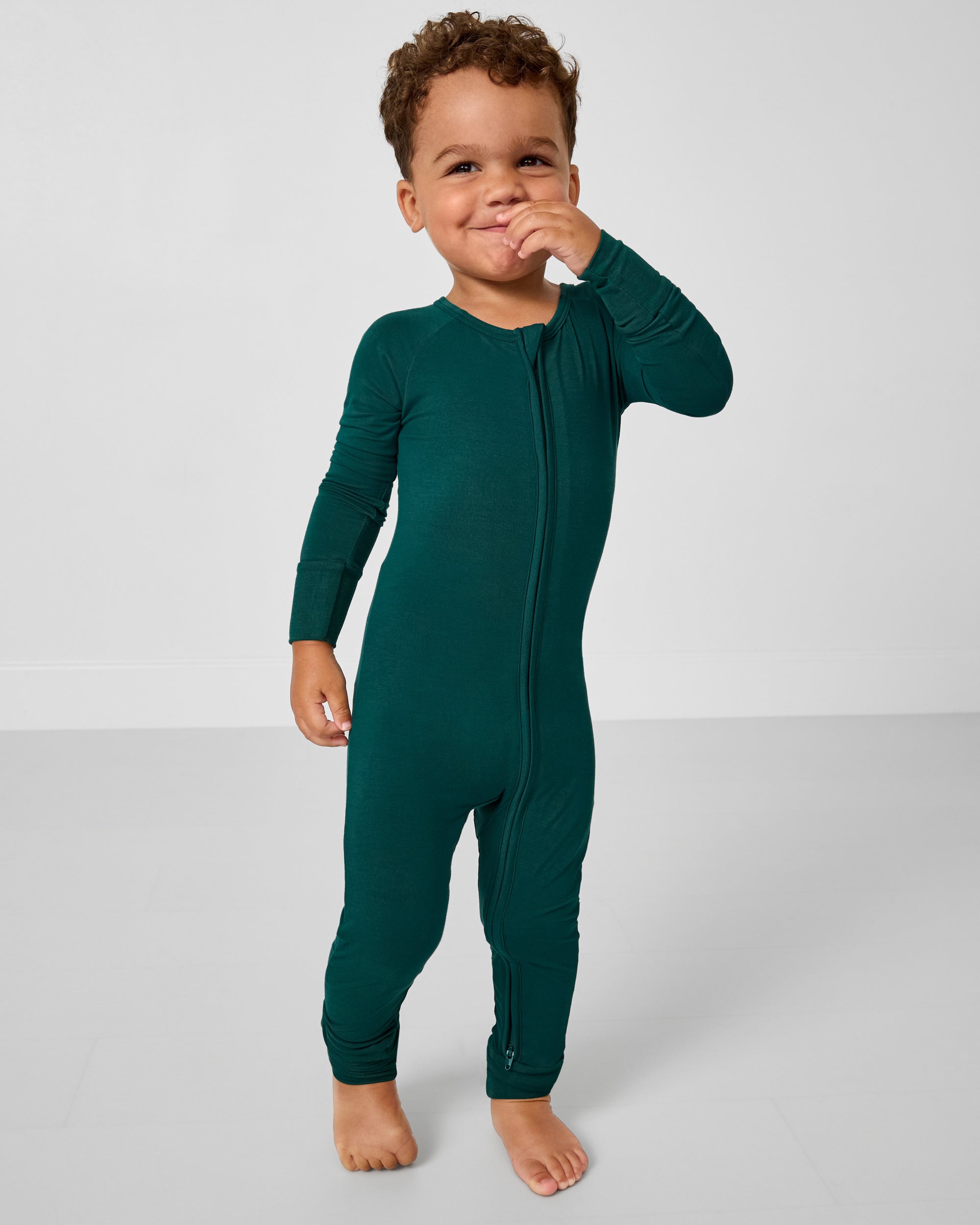 Alternate of standing toddler wearing the Emerald Zippy