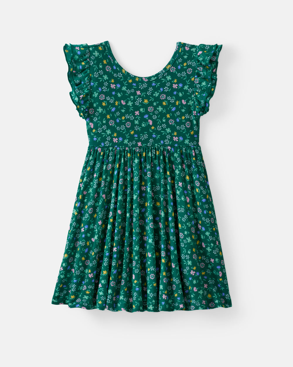Flat lay of the Emerald Meadow Flutter Twirl Dress
