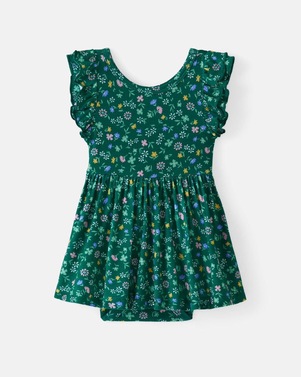 Flat lay of the Emerald Meadow Flutter Twirl Dress with Bodysuit