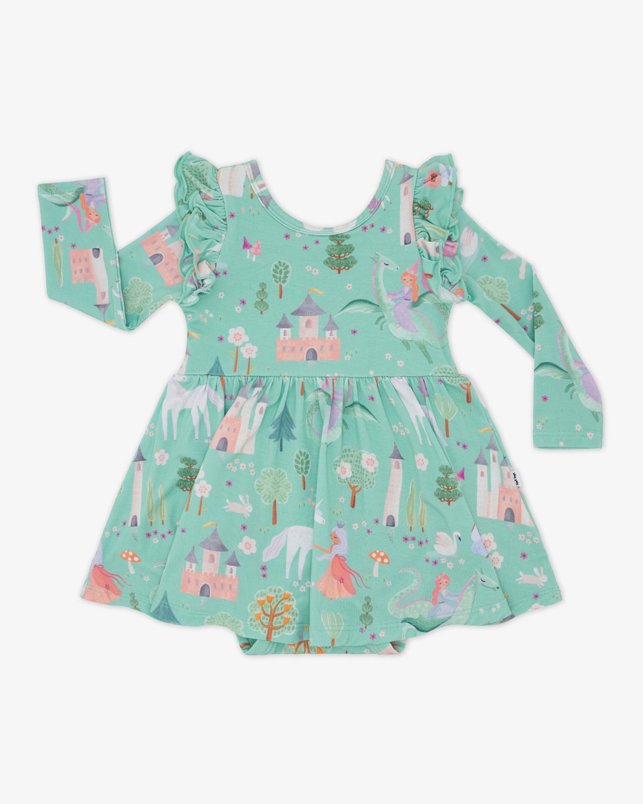 Flat lay of the Enchanted Fairytale Flutter Twirl Dress with Bodysuit