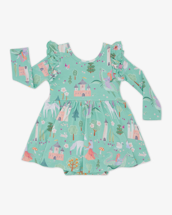 Flat lay of the Enchanted Fairytale Flutter Twirl Dress with Bodysuit