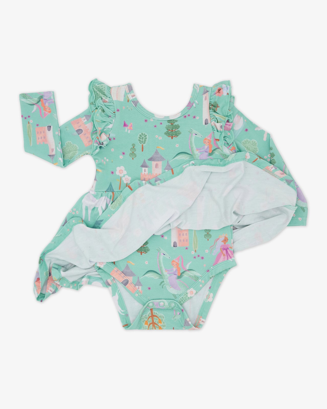 Flat lay of the Enchanted Fairytale Flutter Twirl Dress with Bodysuit showing the full 