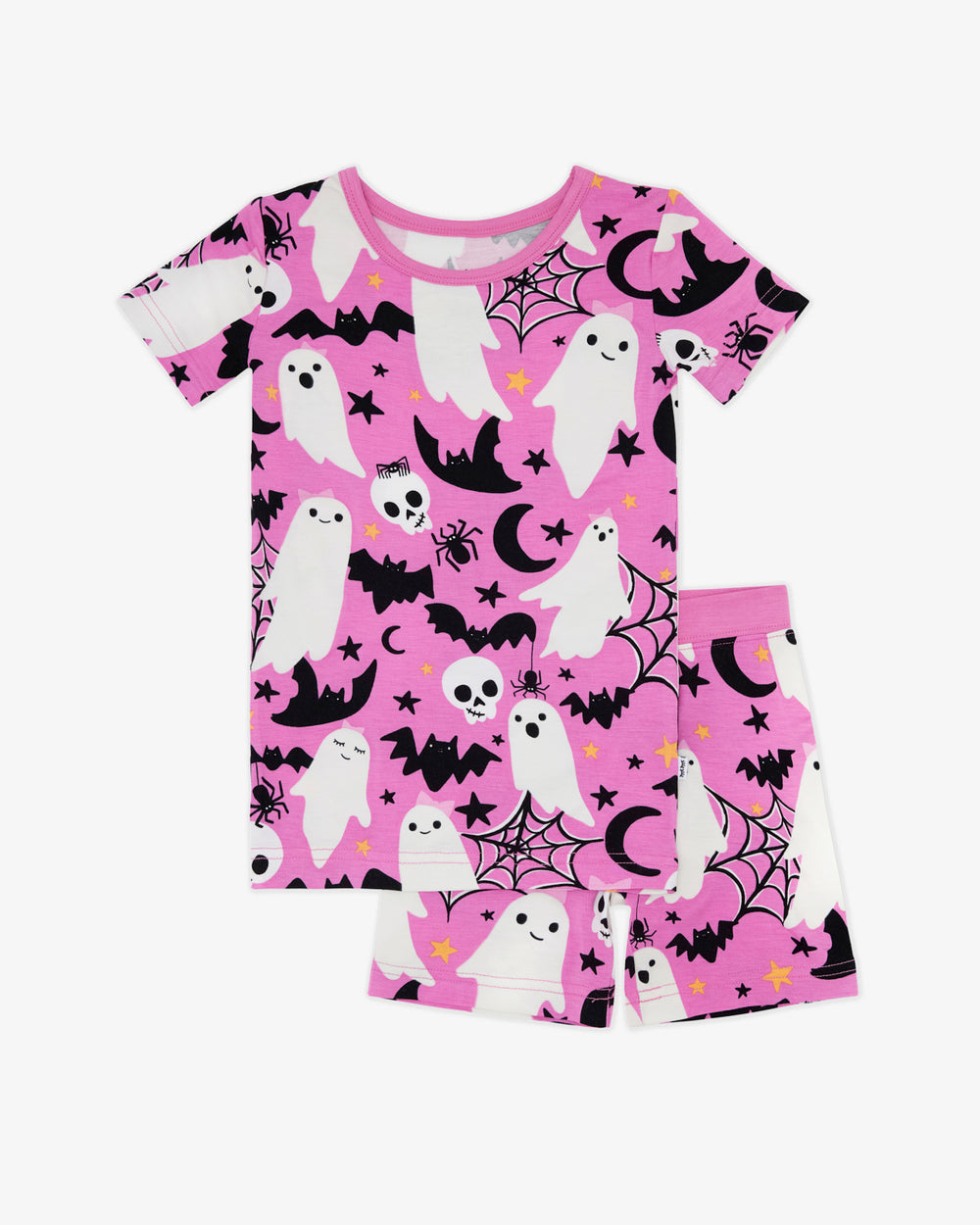 Pink Frightful Friends Two-Piece Short Sleeve & Shorts Pajama Set