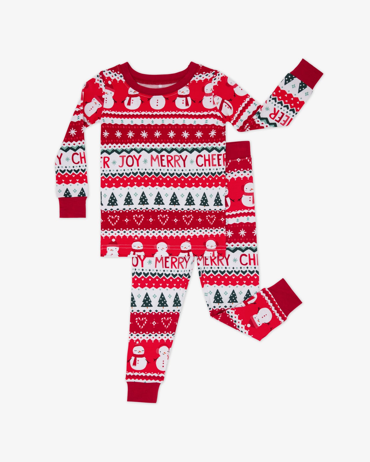 Flat lay of the Festive Fair Isle Two-Piece Pajama Set