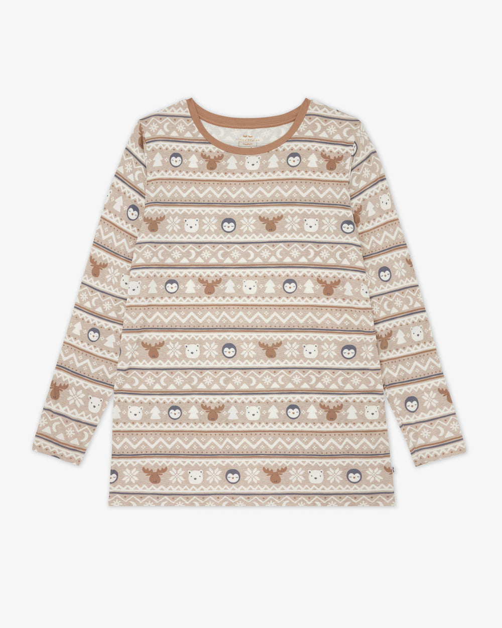 Flat lay of the Frosty Fair Isle Men's Long Sleeve Pajama Top