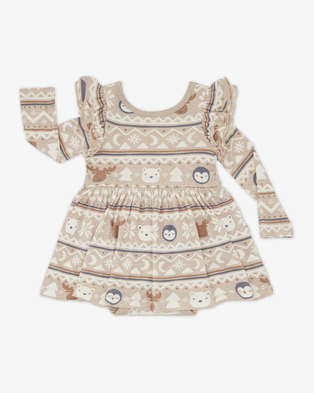 Flat lay of the Frosty Fair Isle Flutter Skater Dress with Bodysuit