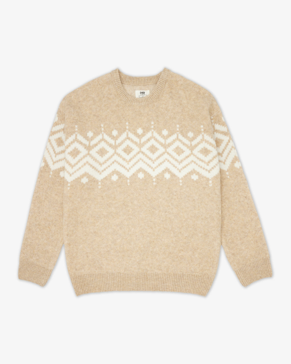 Flat lays of the Neutral Fair Isle Adult Sweater