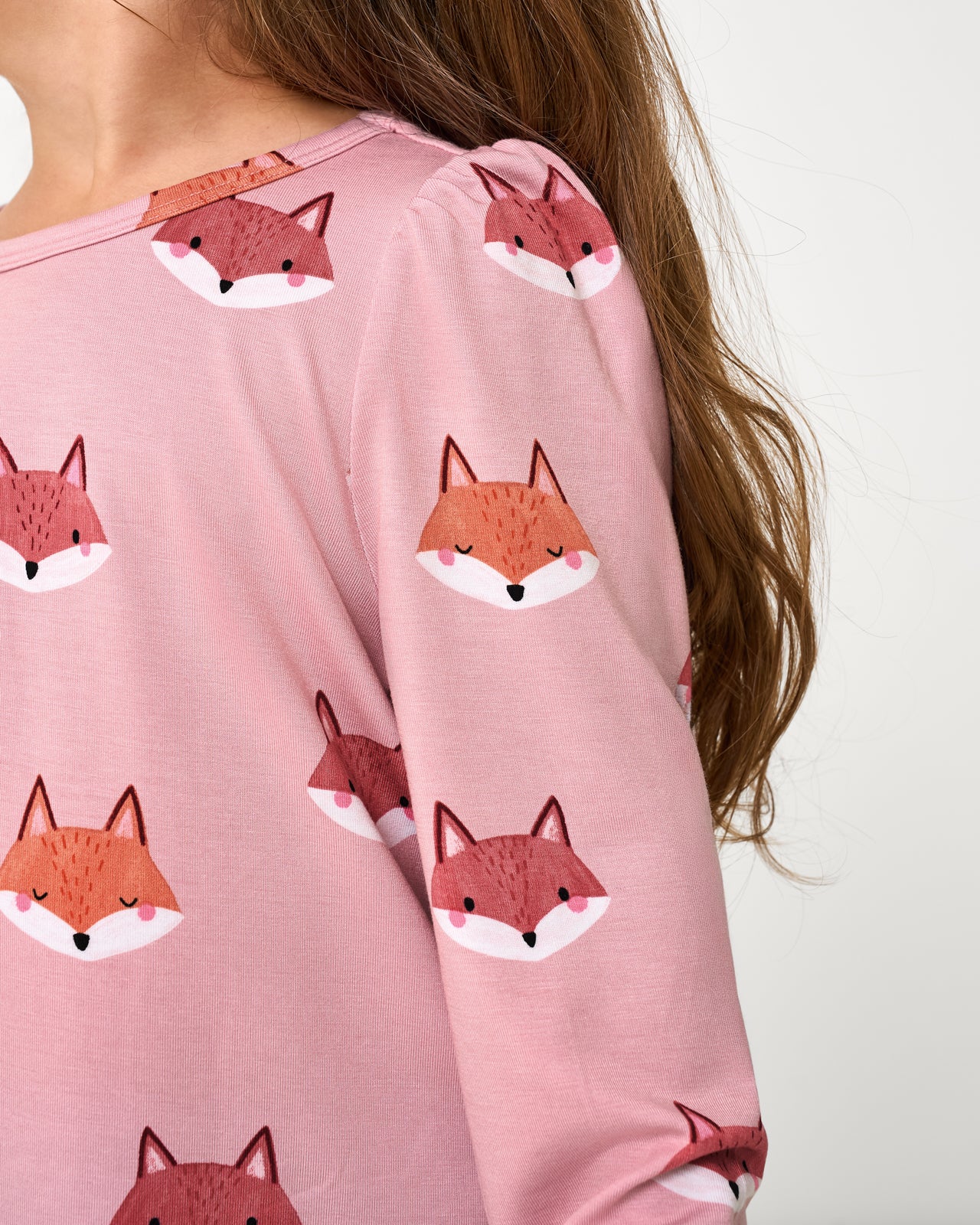 Close up of the puff sleeve detail on the Fox Tracks Puff Sleeve Tee