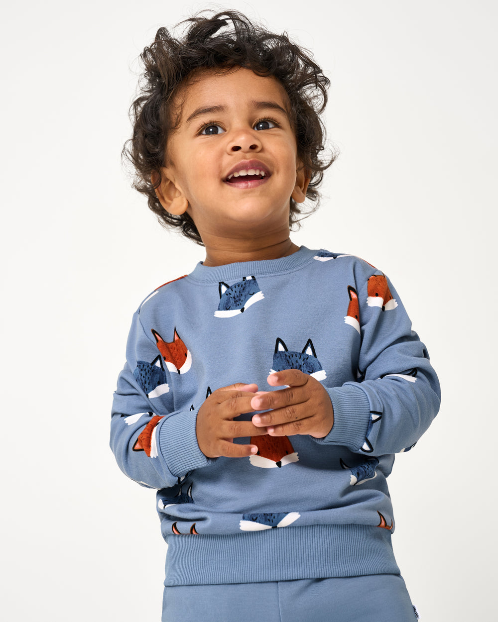 Alternate boy wearing the Fox Tracks Crewneck Sweatshirt