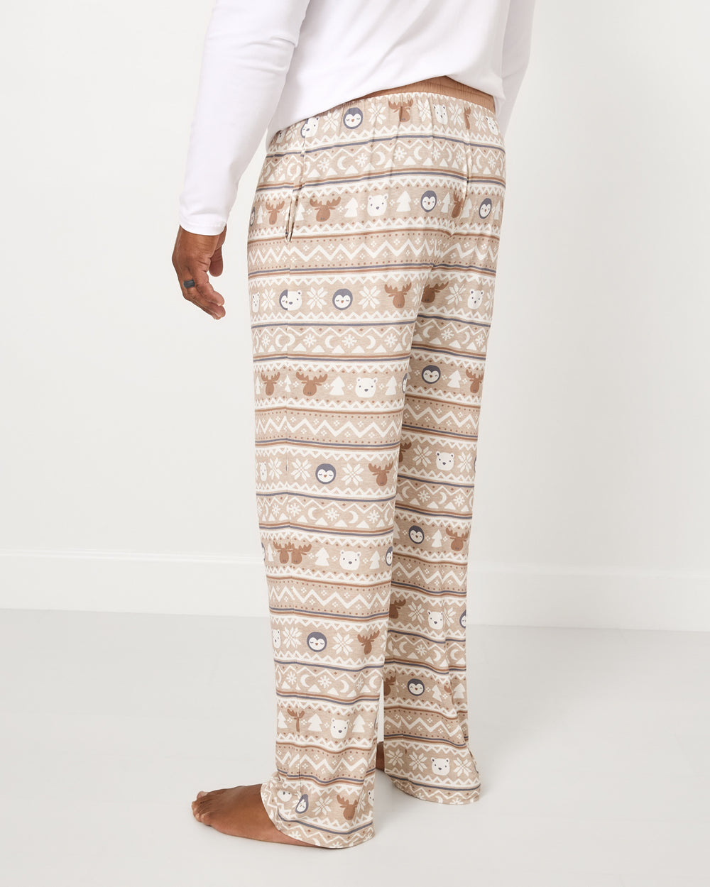 Back view of man wearing the Frosty Fair Isle Men's Pajama Pants