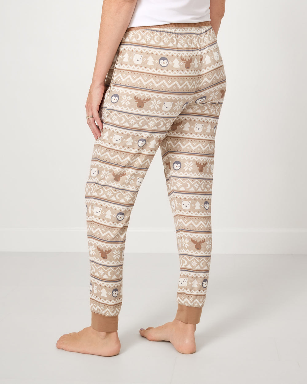 Back view of woman wearing the Frosty Fair Isle Women's Pajama Pants