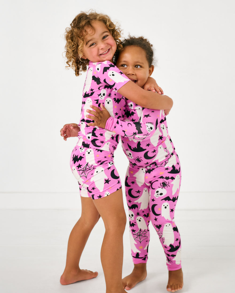 Pink Frightful Friends Two-Piece Short Sleeve & Shorts Pajama Set