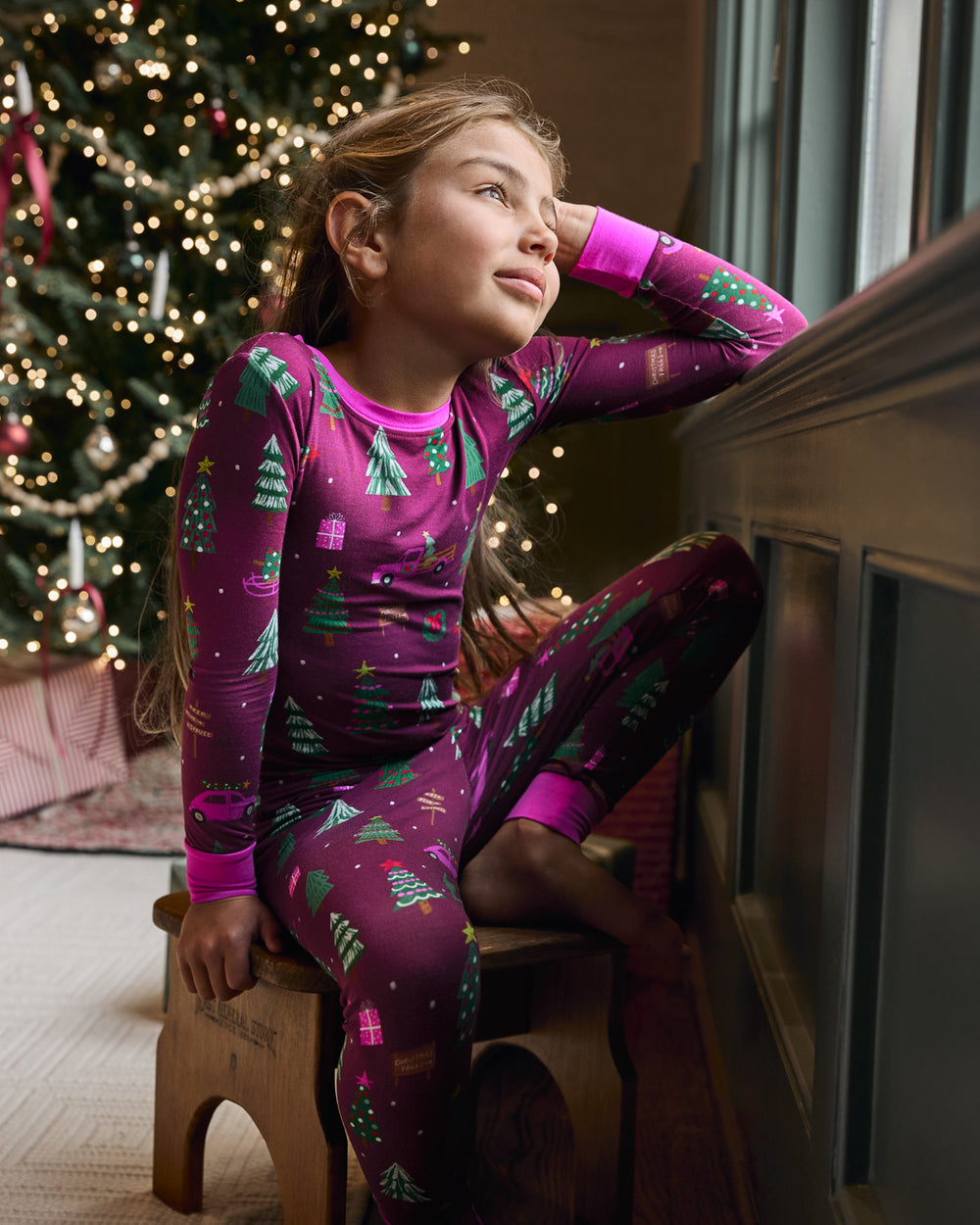 Cranberry Tree Traffic Two-Piece Pajama Set