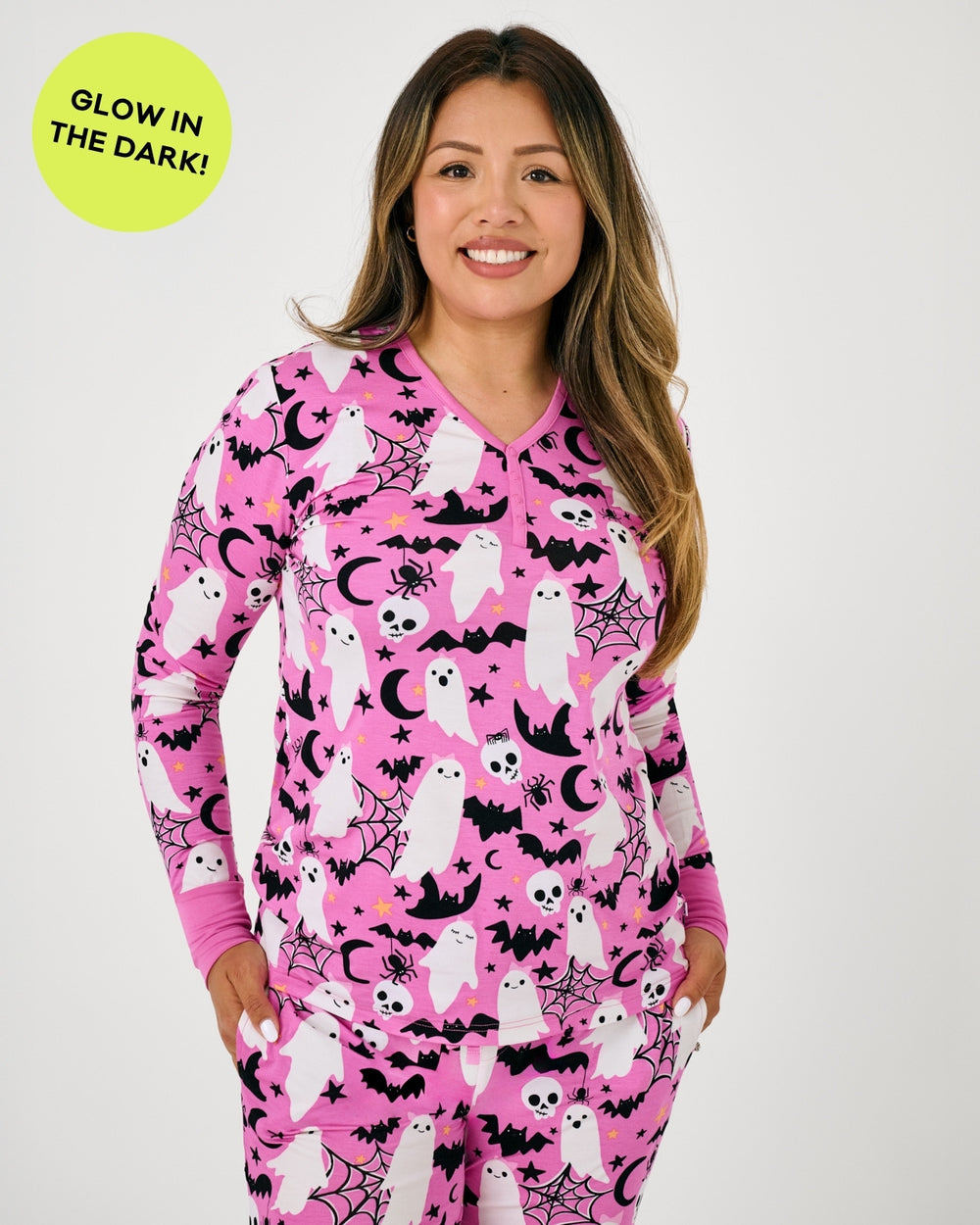 Pink Frightful Friends Women's Long Sleeve Pajama Top Little