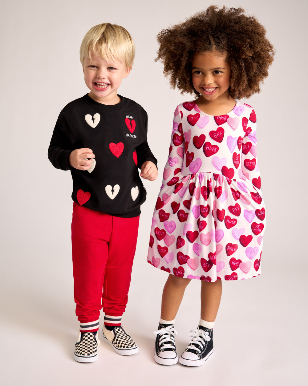 Two kids wearing styles from the Valentines collection