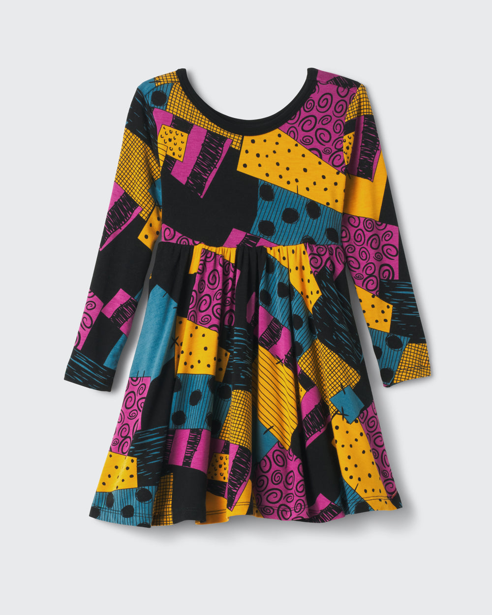 Flat lay of the Disney Sally's Patchwork Twirl Dress