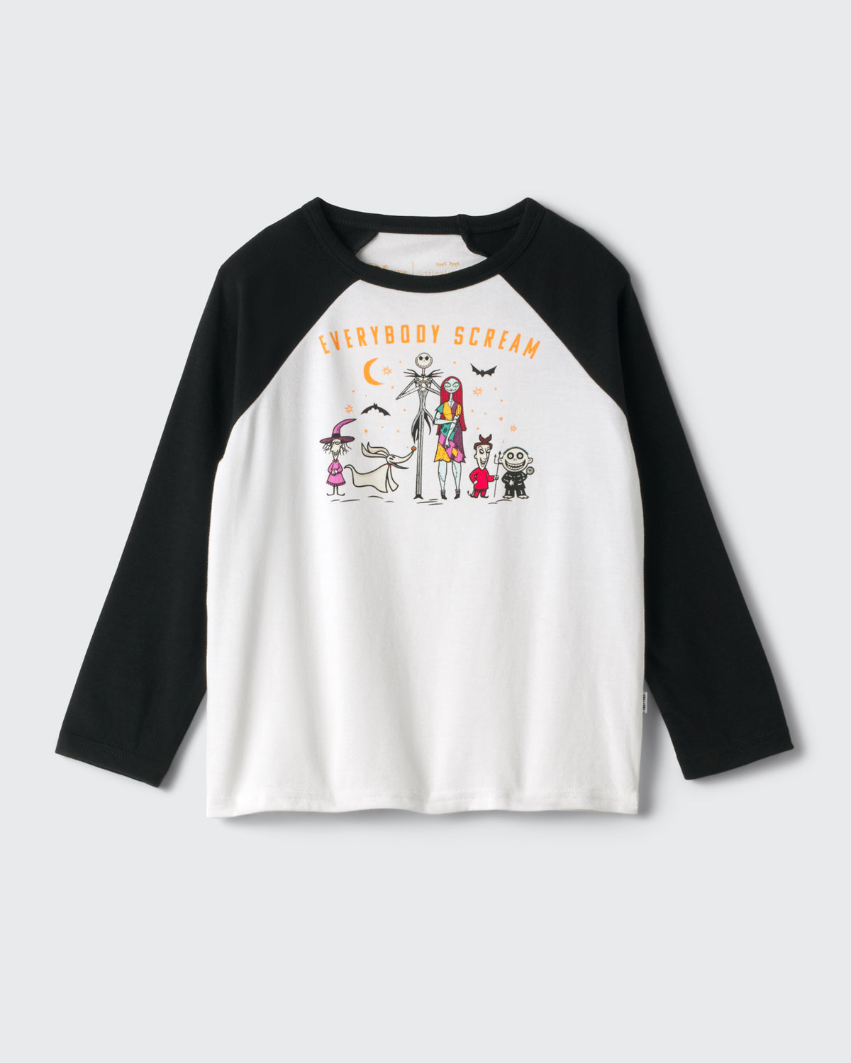 Flat lay of the Disney Everybody Scream Raglan Tee