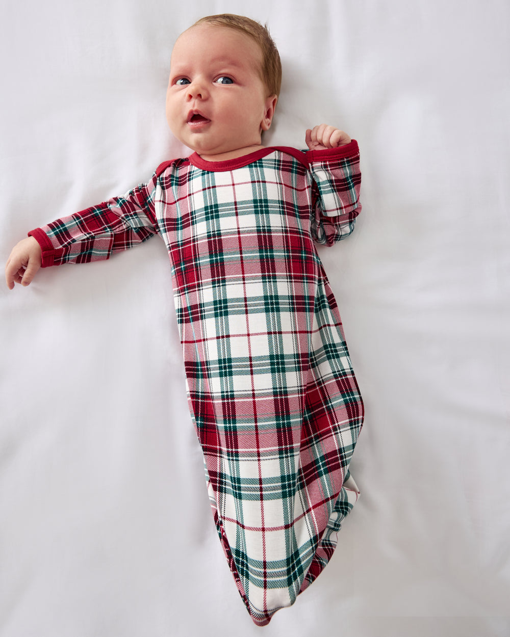 Alternate baby wearing the Holly Plaid Infant Gown