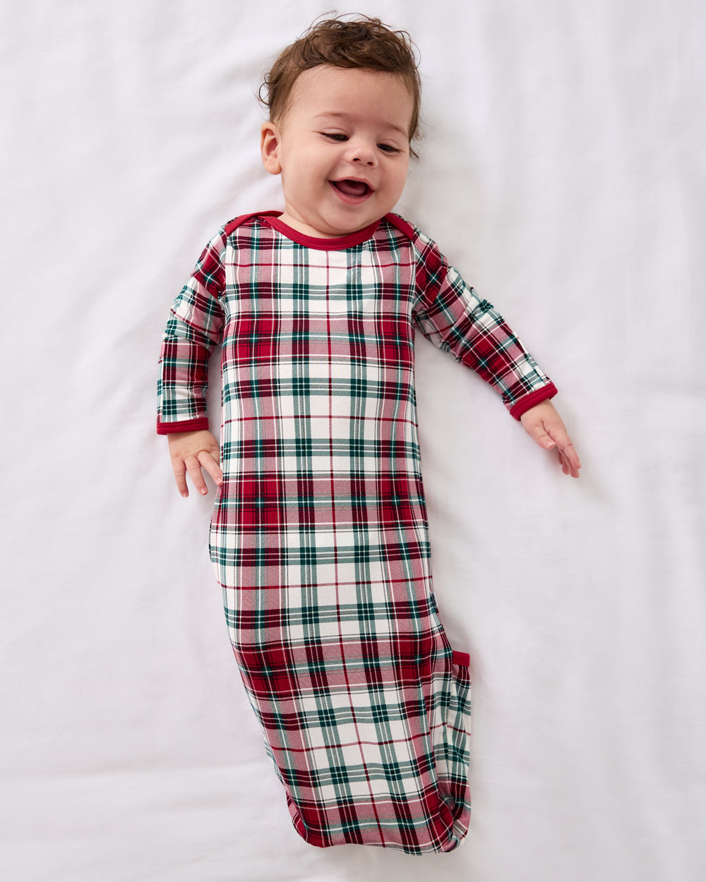 Baby wearing the Holly Plaid Infant Gown