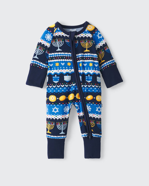 Flat lay of the Hanukkah Fair Isle Zippy