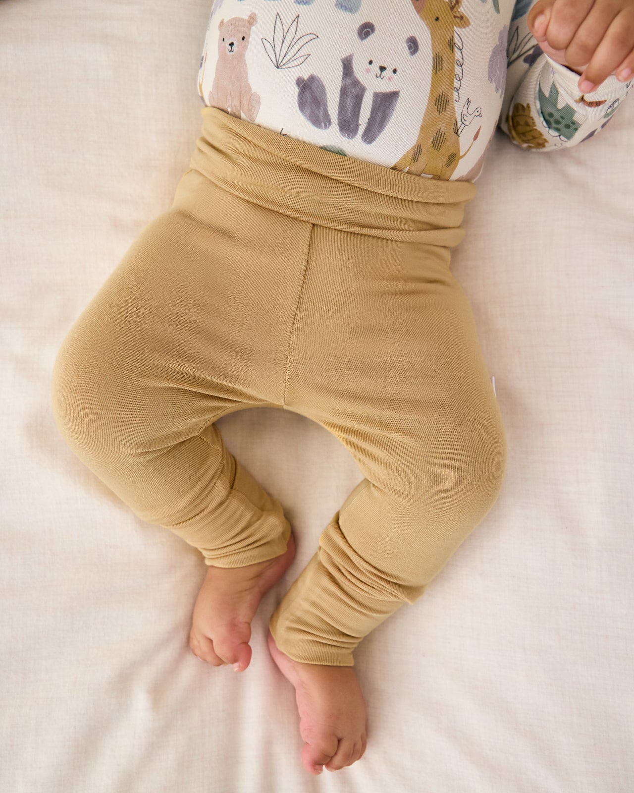 Baby wearing the Hazel Wood Fold-Over Legging