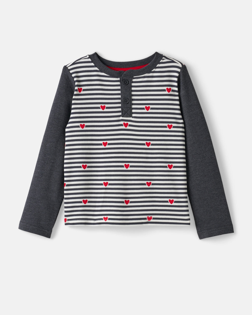 Flat lay of the Heartstrings Stripe Henley Tee