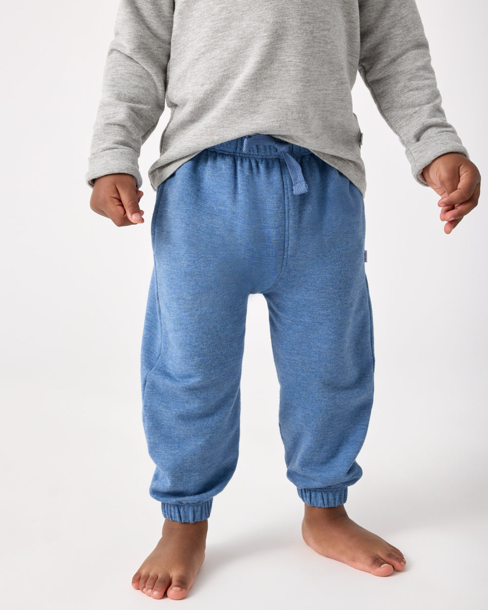 Child wearing the Heather Blue Jogger