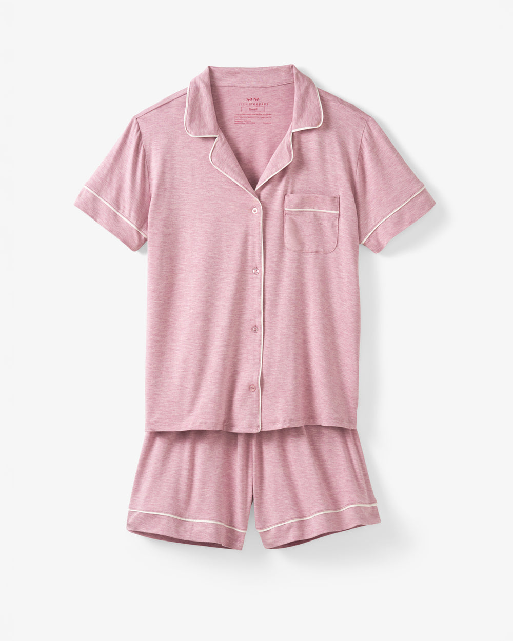 Flat lay of the Heather Mauve Women's Short Sleeve & Shorts Pajama Set