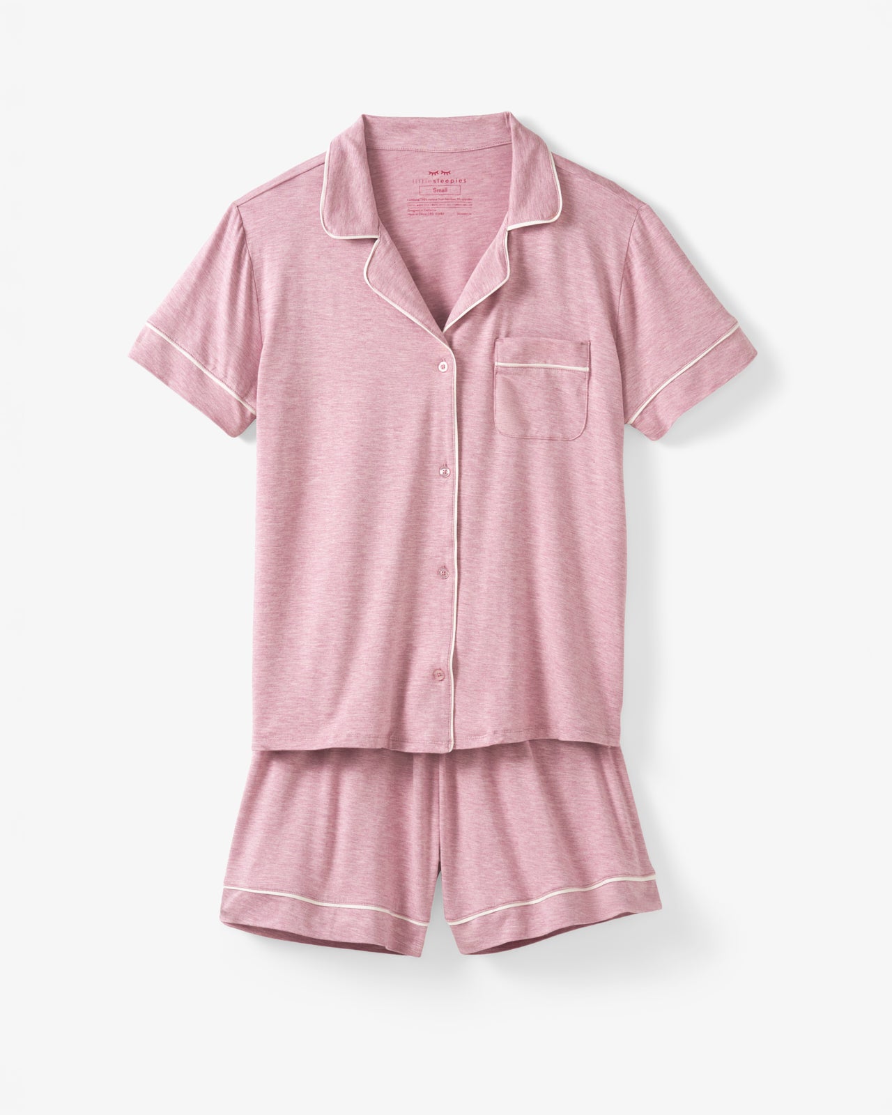 Flat lay of the Heather Mauve Women's Short Sleeve & Shorts Pajama Set