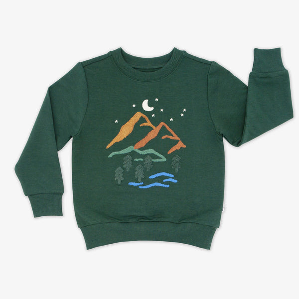 Flat lay image of the Heritage Green Graphic Crewneck