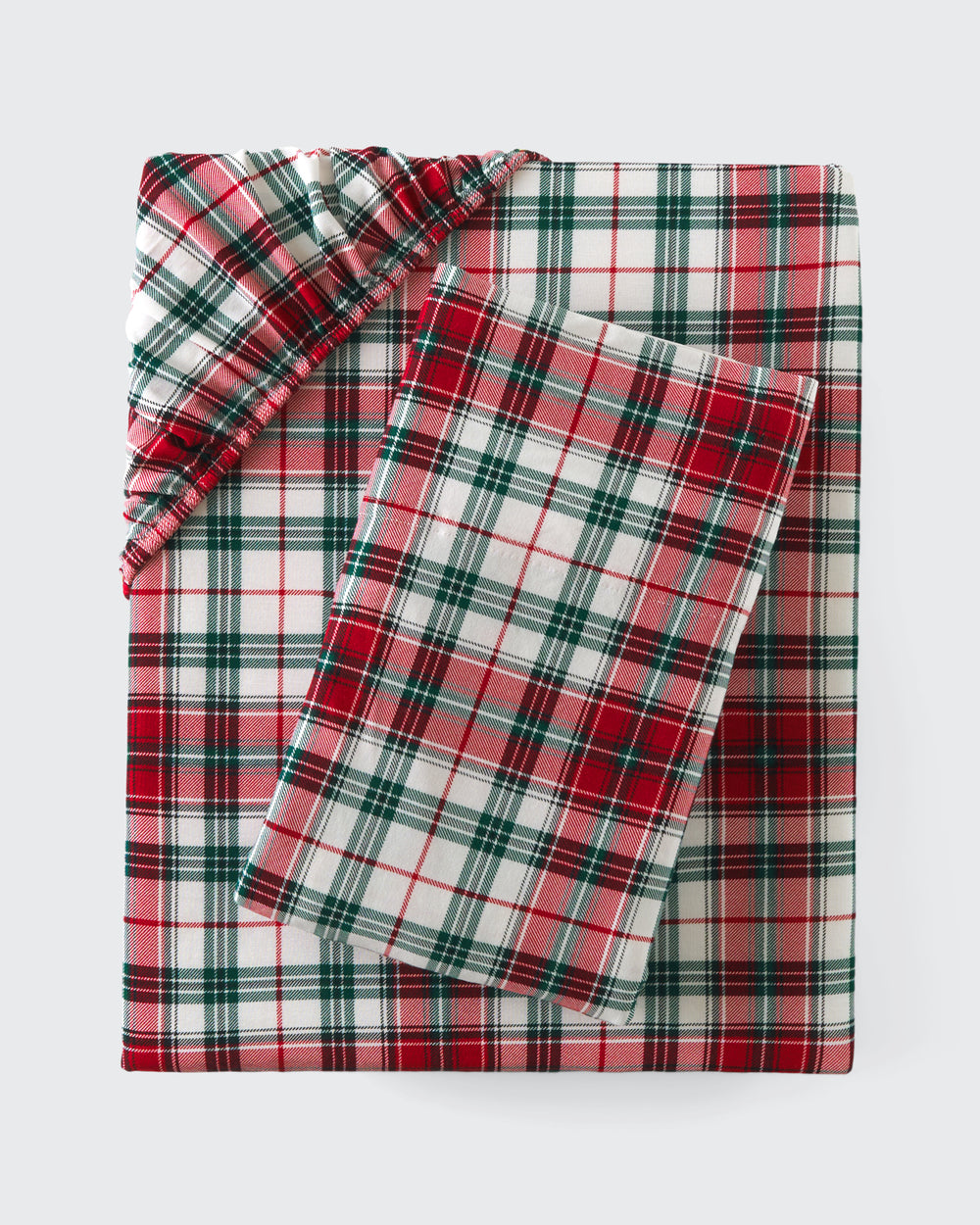 Flat lay of the Holly Plaid Twin Sheet Set
