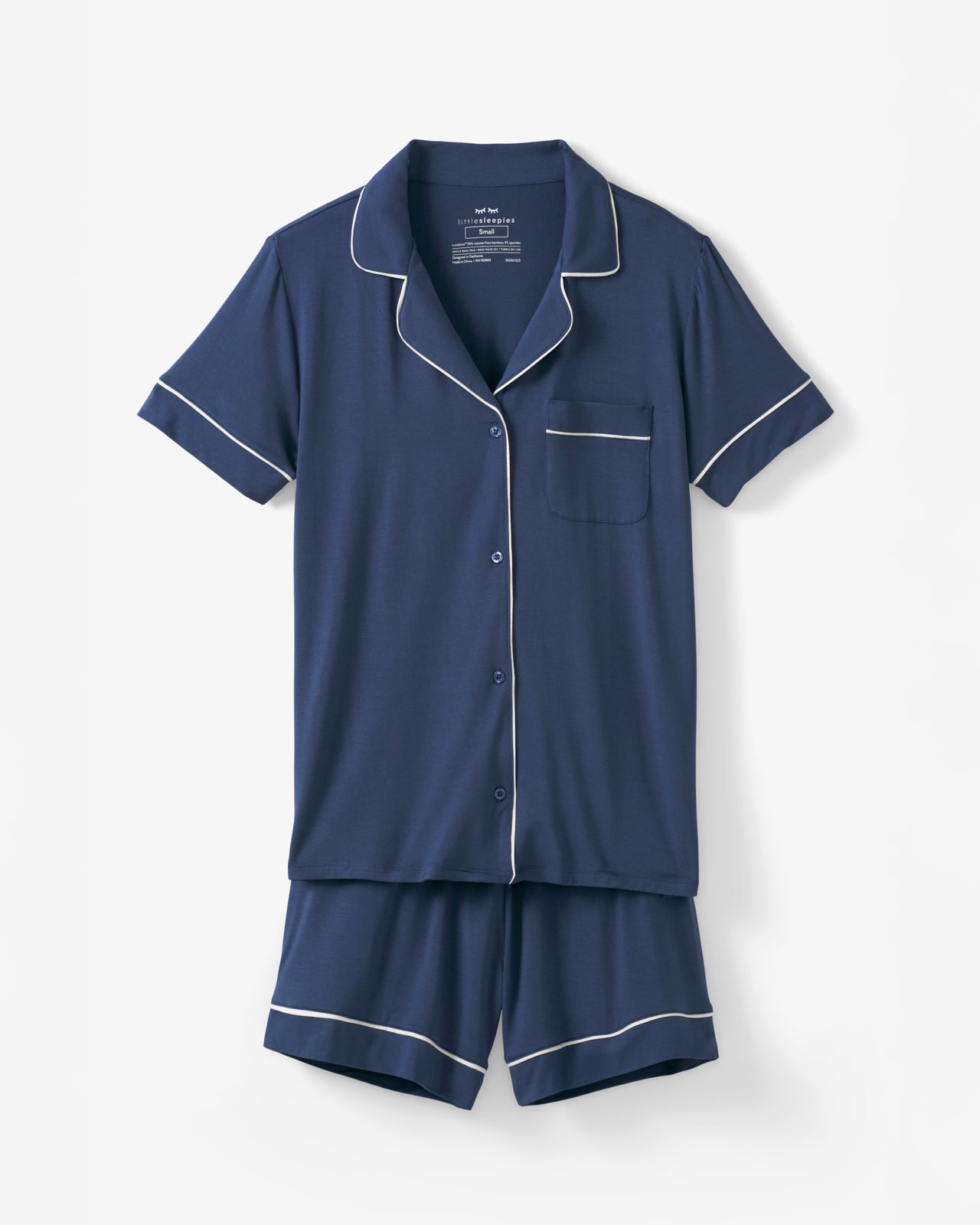 Flat lay of the Indigo Women's Short Sleeve & Shorts Pajama Set