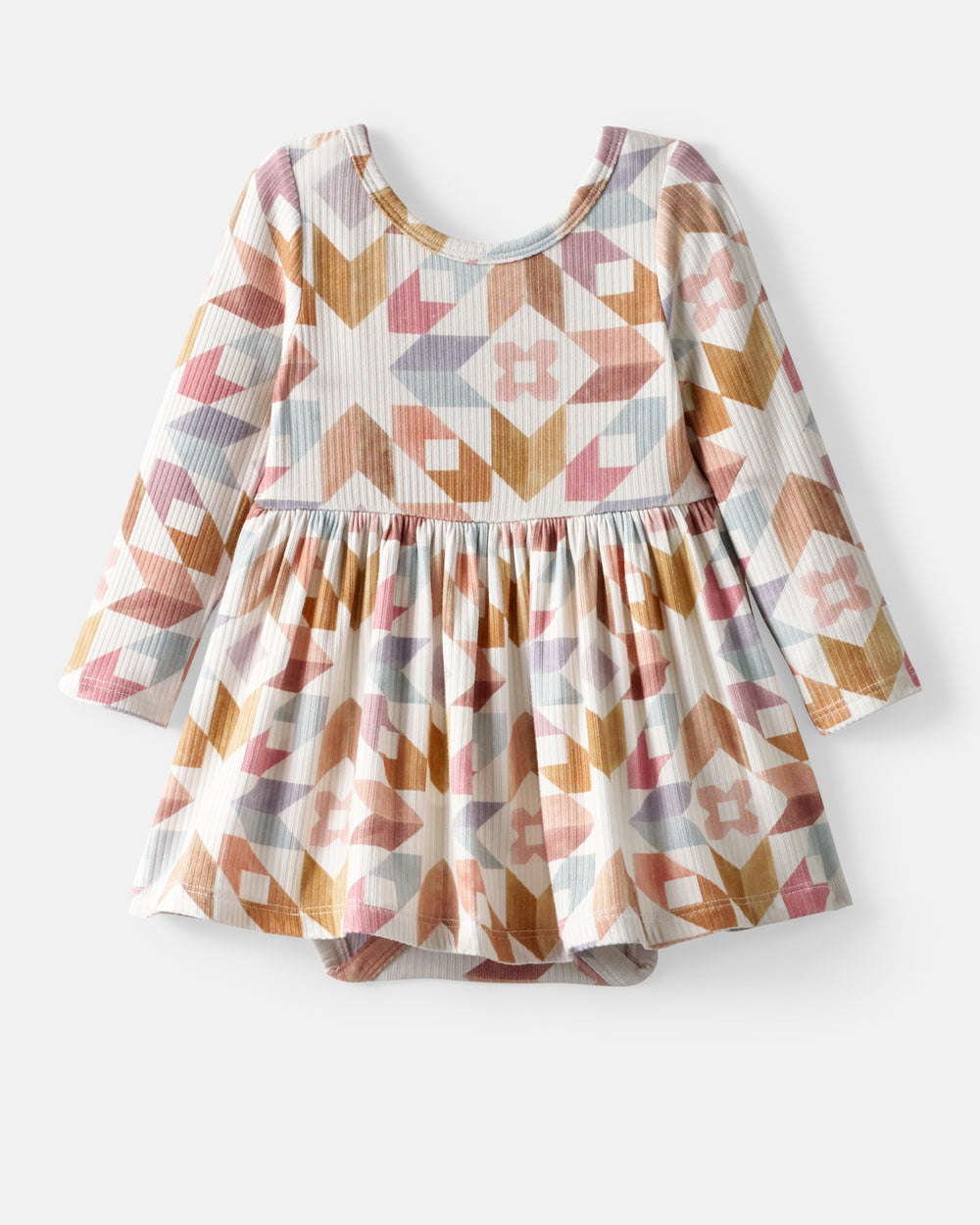 Flat lay of the Kaleidoscope Dreams Ribbed Skater Dress with Bodysuit