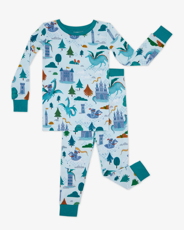 Flat lay of the Knight's Quest Two-Piece Pajama Set