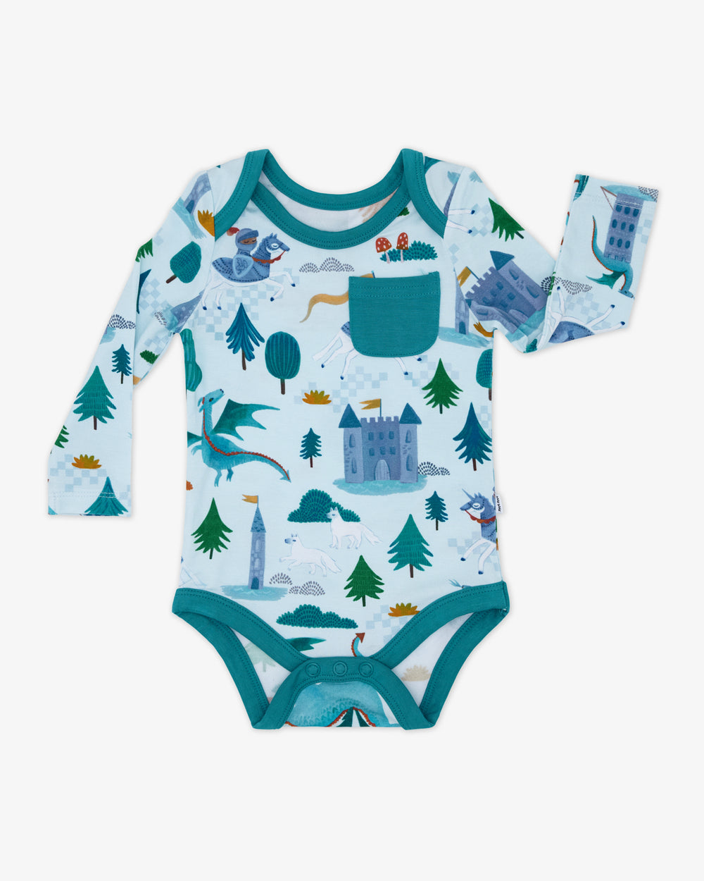 Flat lay of the Knight's Quest Pocket Bodysuit