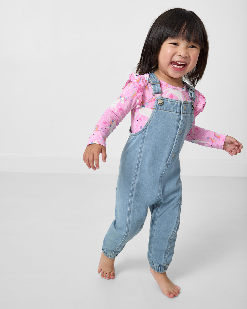 Alternate girl wearing the Light Blue Denim Overall