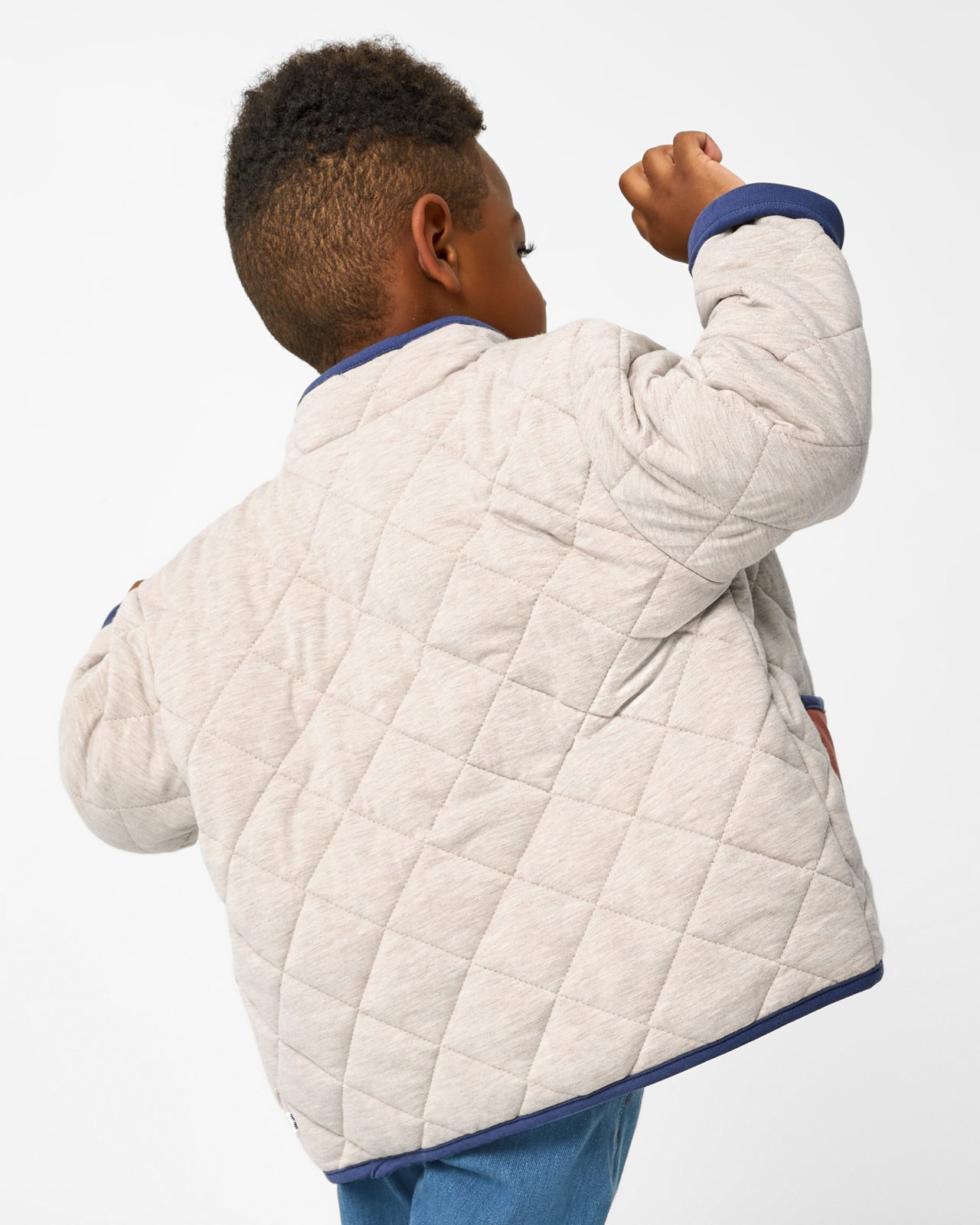 Back view of the Linen Heather Quilted Barn Jacket