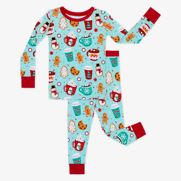 Flat lay image of a Peppermint Mocha Two-Piece Pajama Set