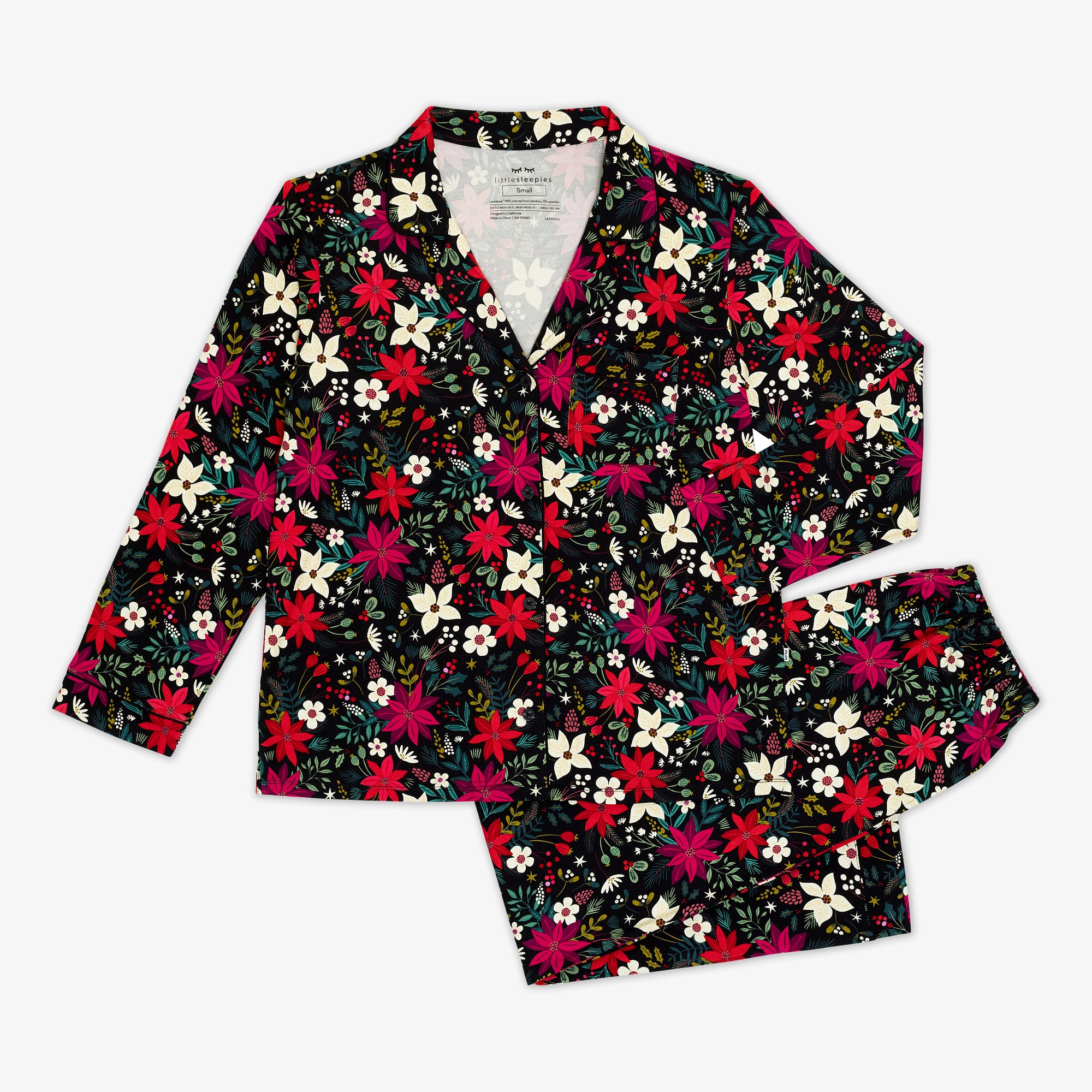 Flat lay image of the Berry Merry Women's Long Sleeve Pajama Set