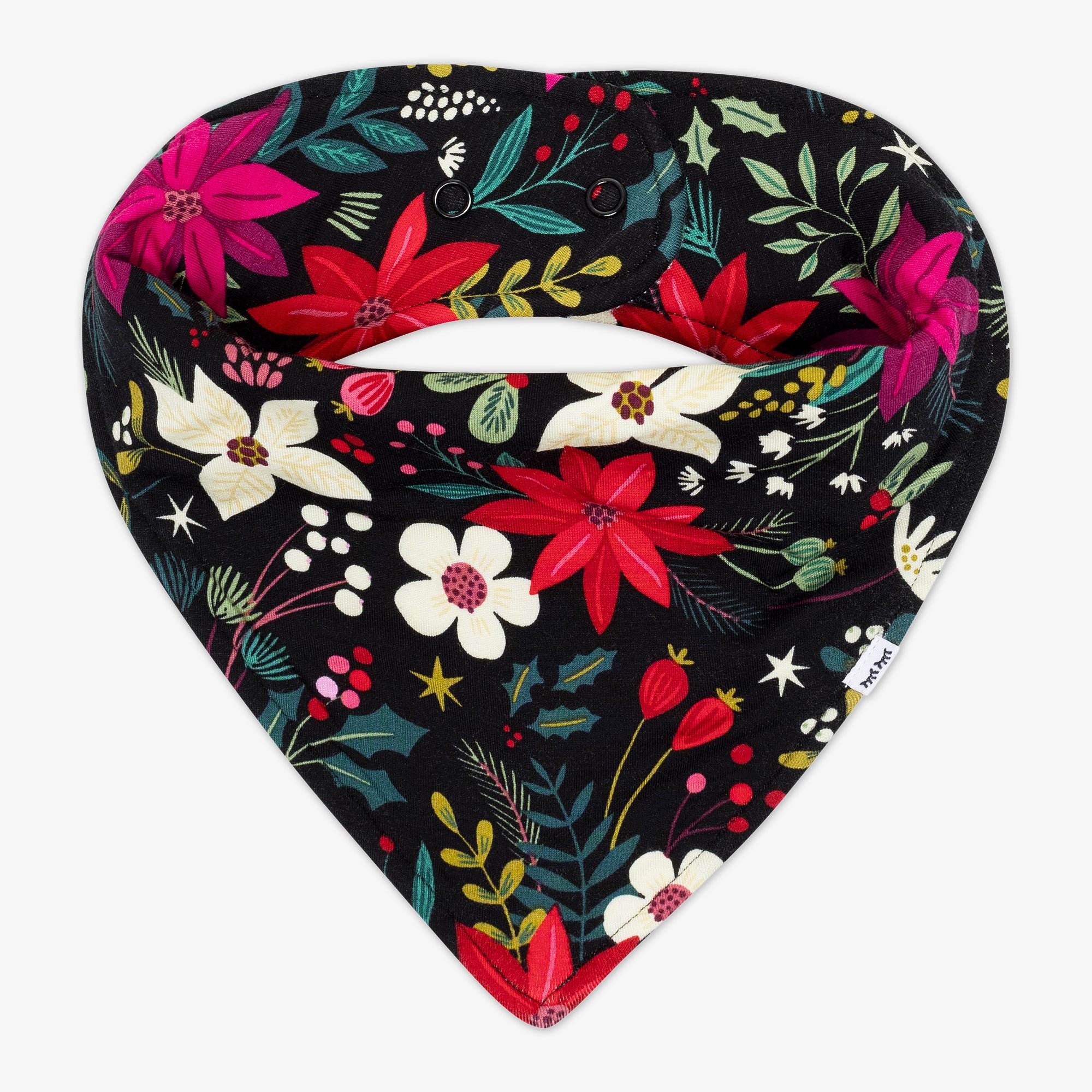 Flat lay image of the Berry Merry Bandana Bib